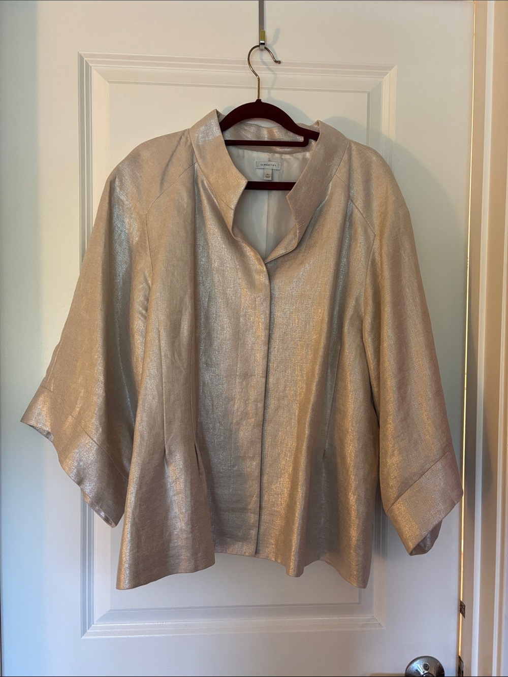 Semantiks Metallic Cream Open-Front Tunic